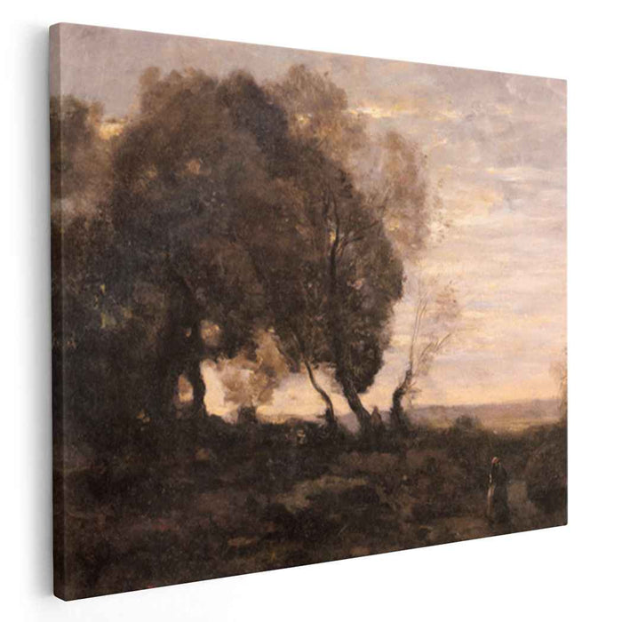 Twisted Trees on a Ridge (Sunset) (1870) by Camille Corot