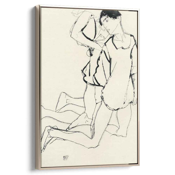 Two Kneeling Figures (Parallelogram) (1913) by Egon Schiele