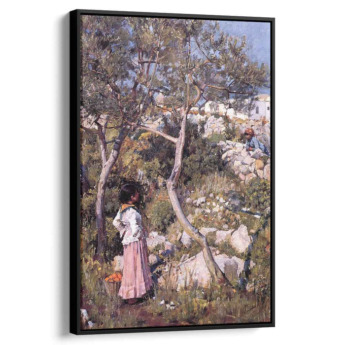 Two Little Italian Girls by a Village (1889) by John William Waterhouse