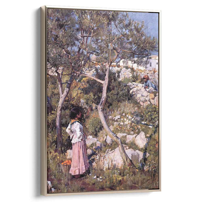 Two Little Italian Girls by a Village (1889) by John William Waterhouse