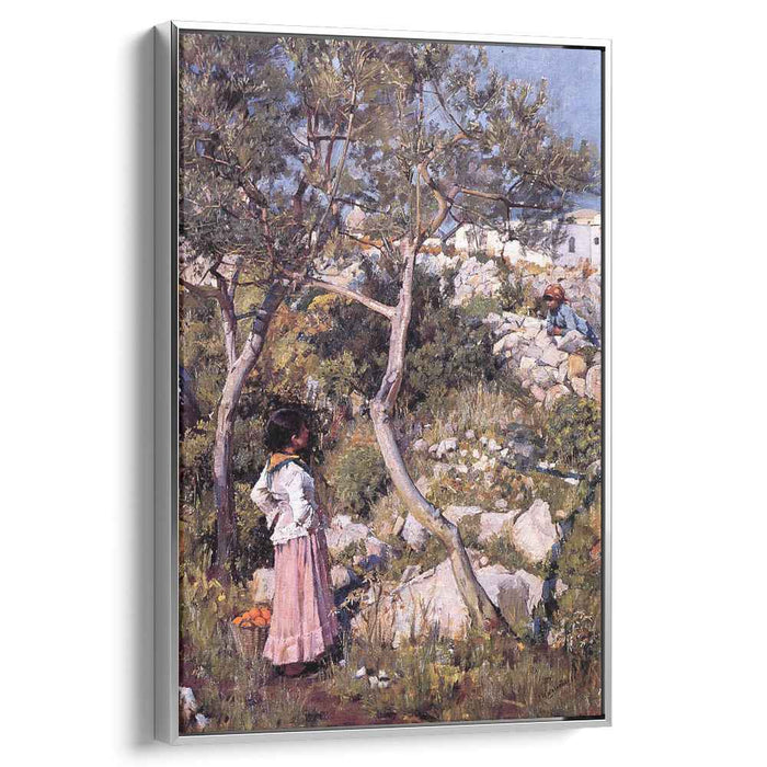 Two Little Italian Girls by a Village (1889) by John William Waterhouse