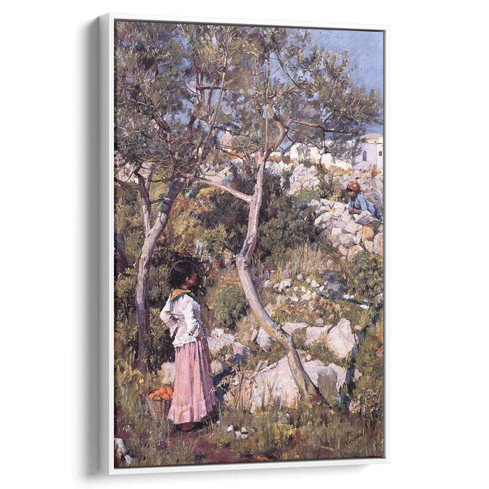 Two Little Italian Girls by a Village (1889) by John William Waterhouse