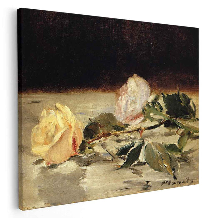 Two roses on a tablecloth (1883) by Edouard Manet