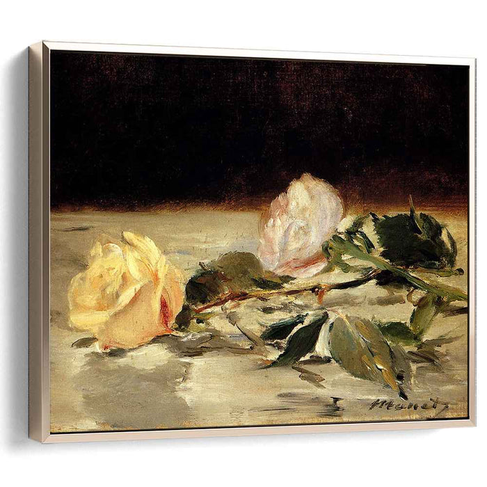 Two roses on a tablecloth (1883) by Edouard Manet