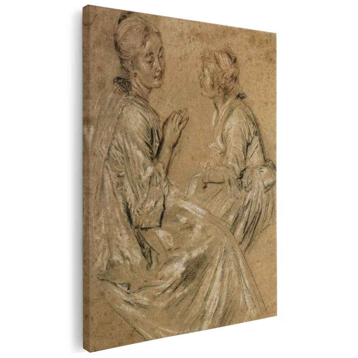 Two Seated Women (1717) by Antoine Watteau