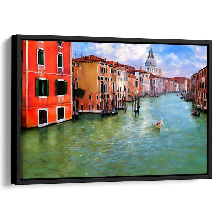 Venetian Canal Serenity: Colorful Waterscape Canvas Art Print