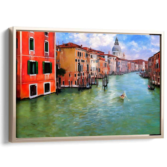 Venetian Canal Serenity: Colorful Waterscape Canvas Art Print