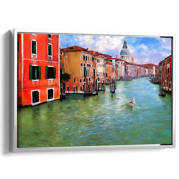 Venetian Canal Serenity: Colorful Waterscape Canvas Art Print