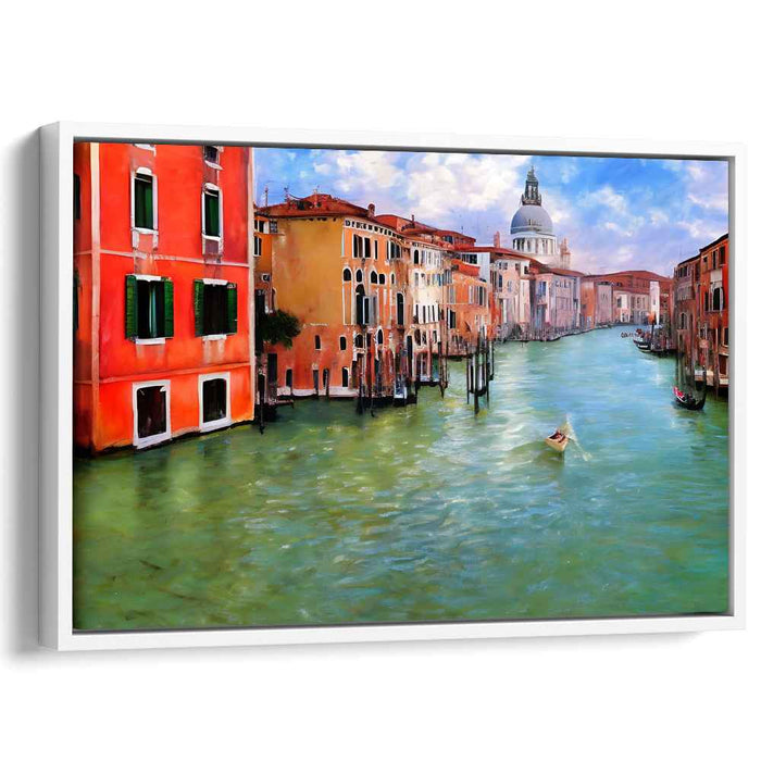 Venetian Canal Serenity: Colorful Waterscape Canvas Art Print