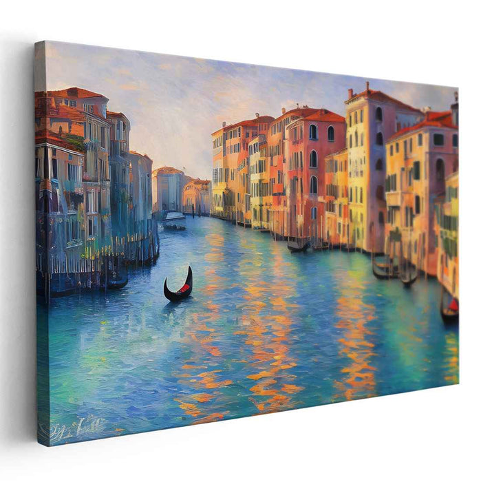 Canal Reverie: Serene Venice Canal Canvas Art Print