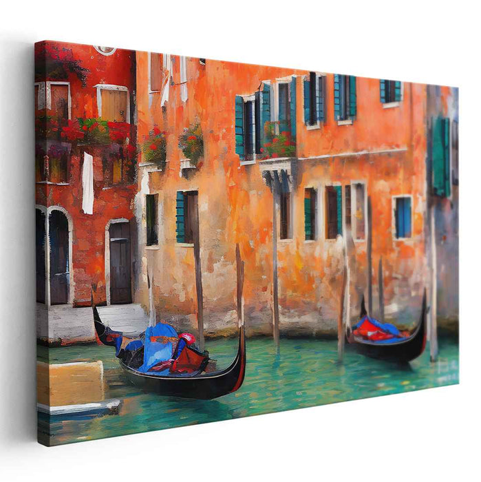 Whispers of Venice: Colorful Canals and Gondolas Canvas Art Print