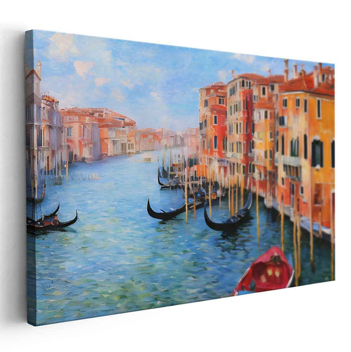 Venetian Waterway: Impressionist Canal Scene with Gondolas Canvas Art Print