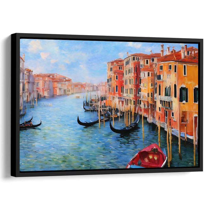 Venetian Waterway: Impressionist Canal Scene with Gondolas Canvas Art Print