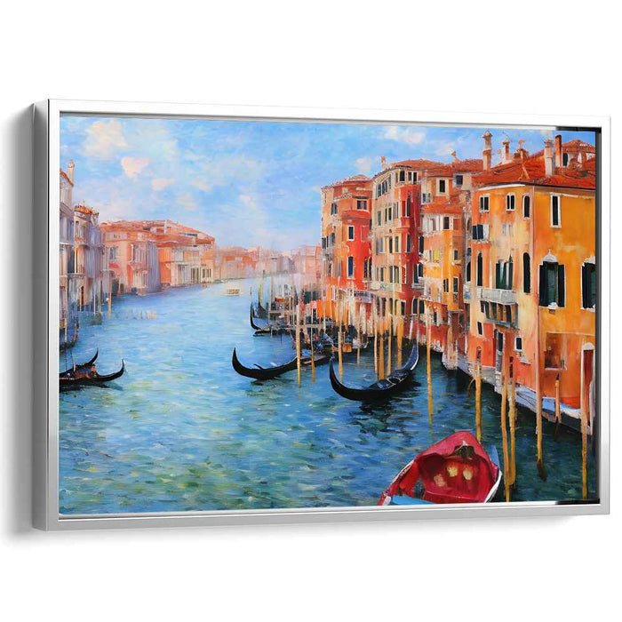 Venetian Waterway: Impressionist Canal Scene with Gondolas Canvas Art Print