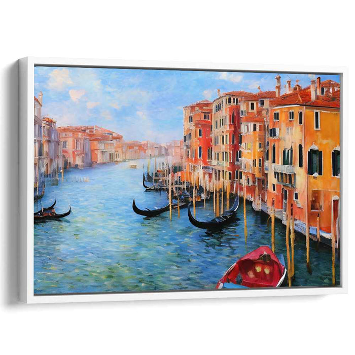 Venetian Waterway: Impressionist Canal Scene with Gondolas Canvas Art Print