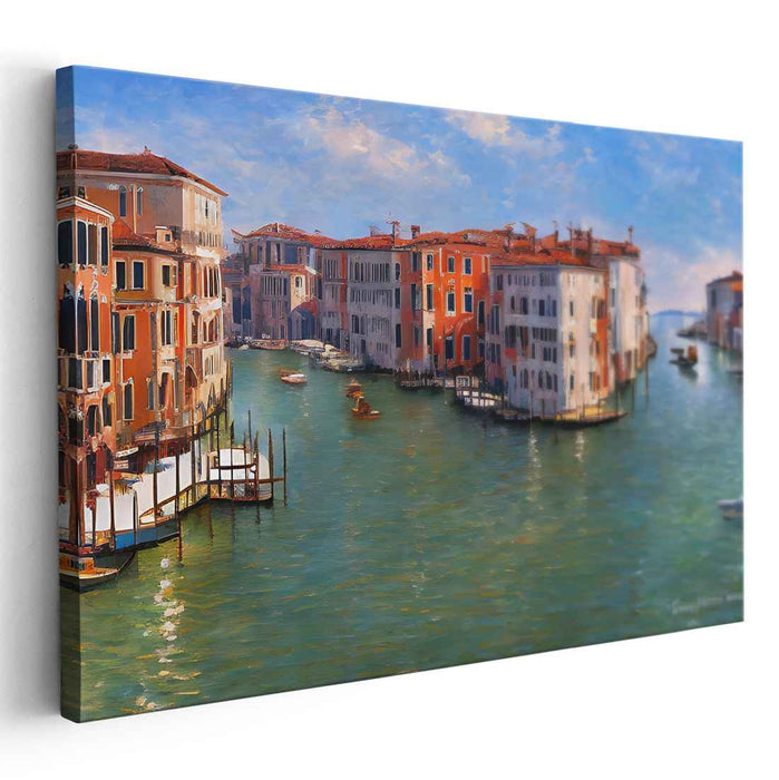 Eternal Waterways Flowing Art: Timeless Canalscape Canvas Art Print