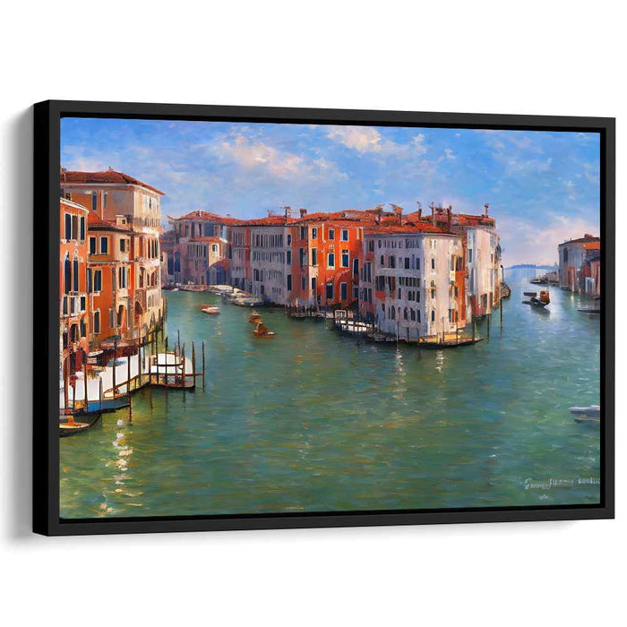 Eternal Waterways Flowing Art: Timeless Canalscape Canvas Art Print
