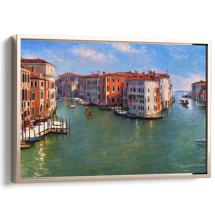 Eternal Waterways Flowing Art: Timeless Canalscape Canvas Art Print