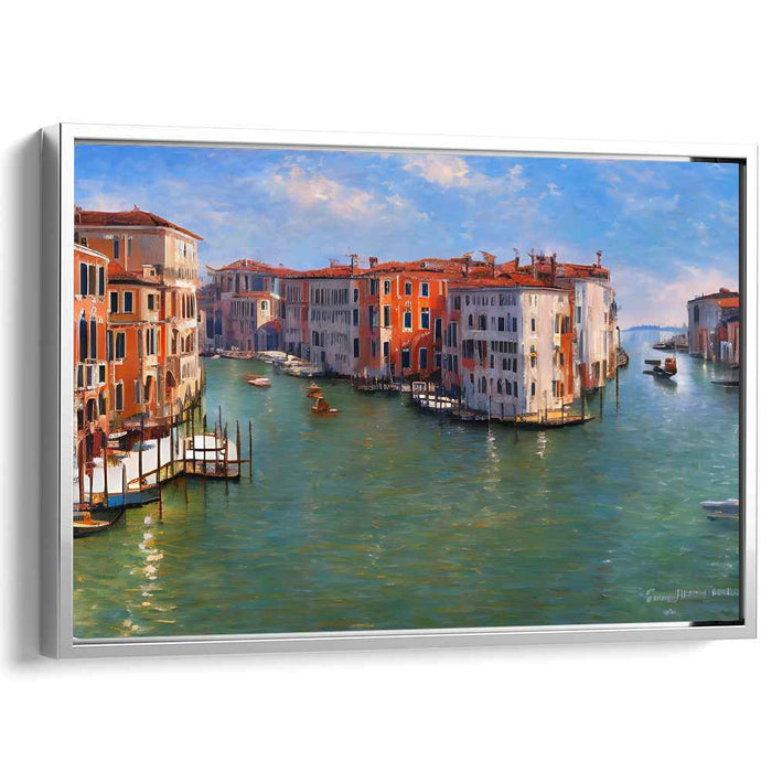 Eternal Waterways Flowing Art: Timeless Canalscape Canvas Art Print