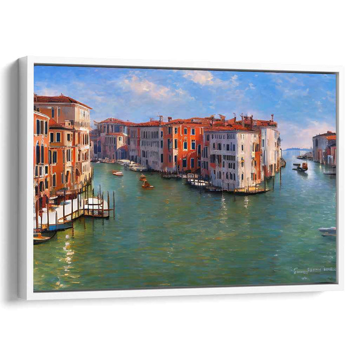 Eternal Waterways Flowing Art: Timeless Canalscape Canvas Art Print