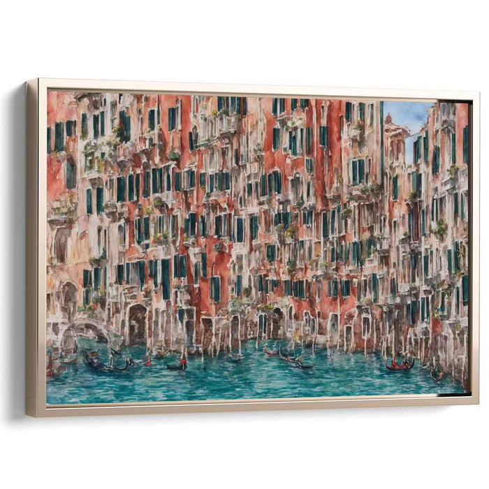 Heritage Reflections: Tranquil Waterways and Historic Facades Canvas Art Print