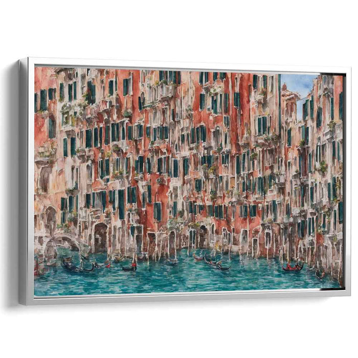 Heritage Reflections: Tranquil Waterways and Historic Facades Canvas Art Print