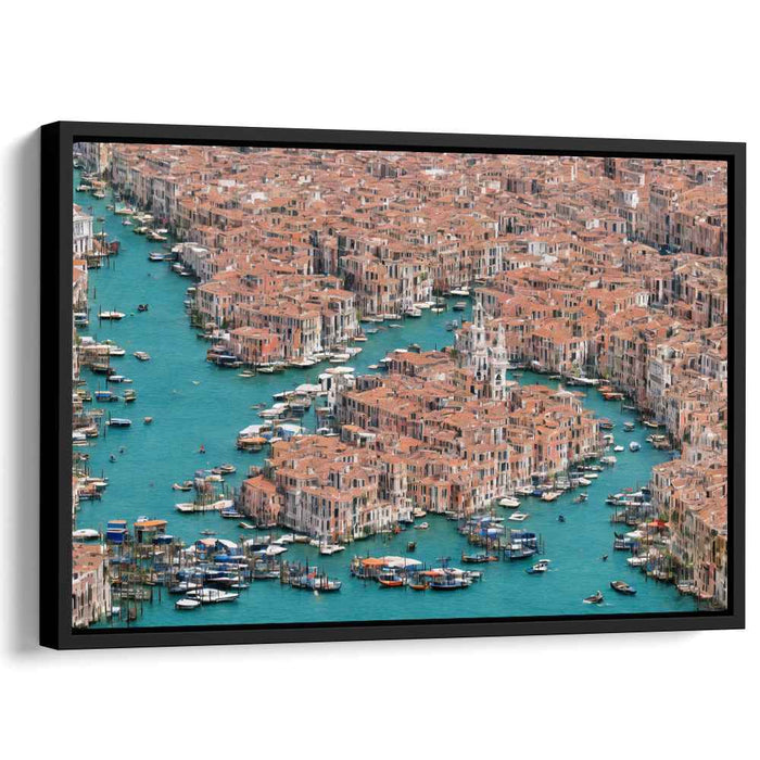 Ephemeral Skies Silent Waterways: Aerial Elegance Over Timeless Canals Canvas Art