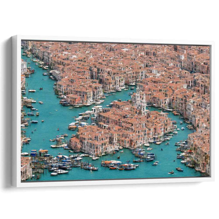 Ephemeral Skies Silent Waterways: Aerial Elegance Over Timeless Canals Canvas Art