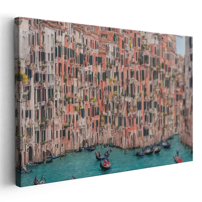 Canal Carousel: A Lively Canal Scene Canvas Art