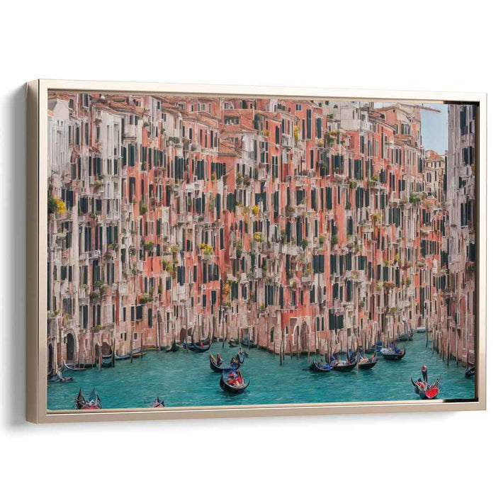Canal Carousel: A Lively Canal Scene Canvas Art