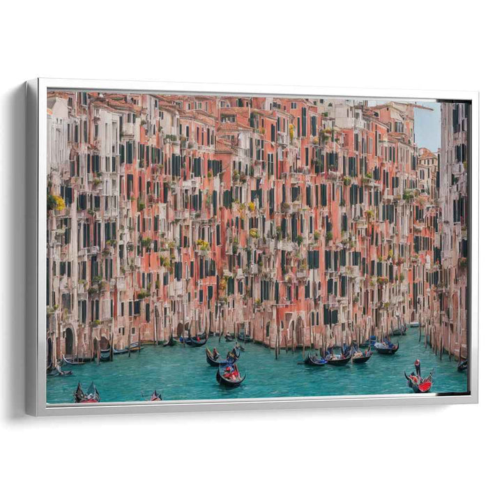 Canal Carousel: A Lively Canal Scene Canvas Art