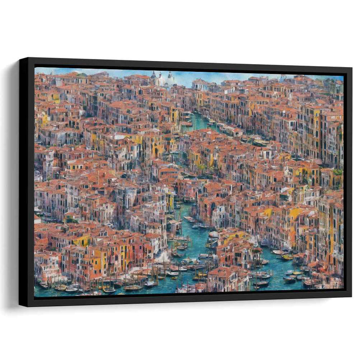 Vintage Rooftop Reflections: Historic Canals and Rooftops Impressionist Canvas Art