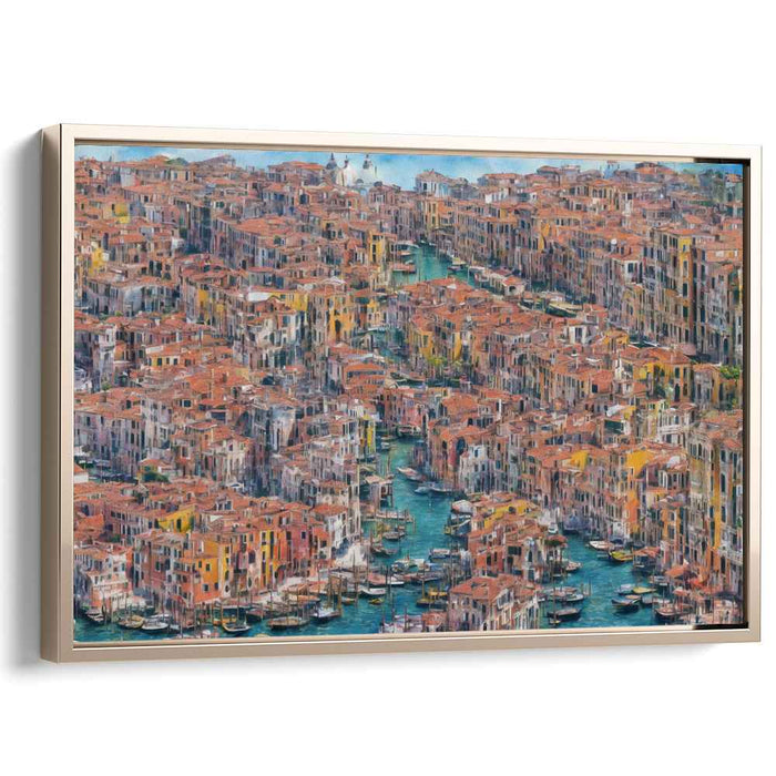 Vintage Rooftop Reflections: Historic Canals and Rooftops Impressionist Canvas Art