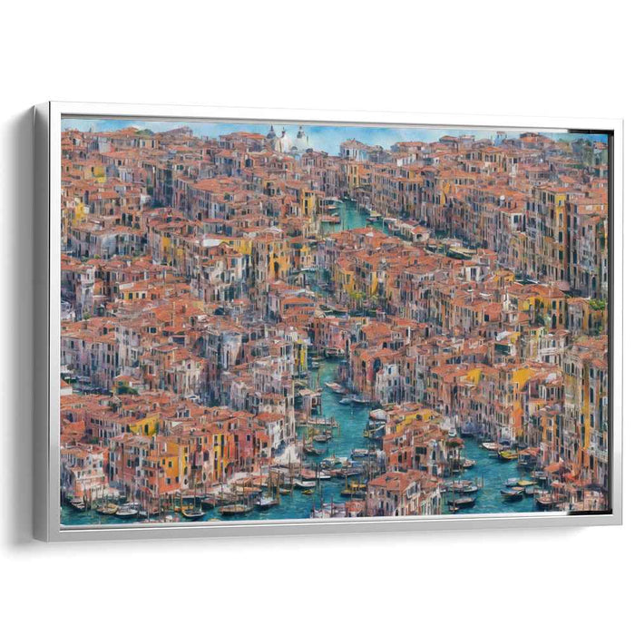 Vintage Rooftop Reflections: Historic Canals and Rooftops Impressionist Canvas Art