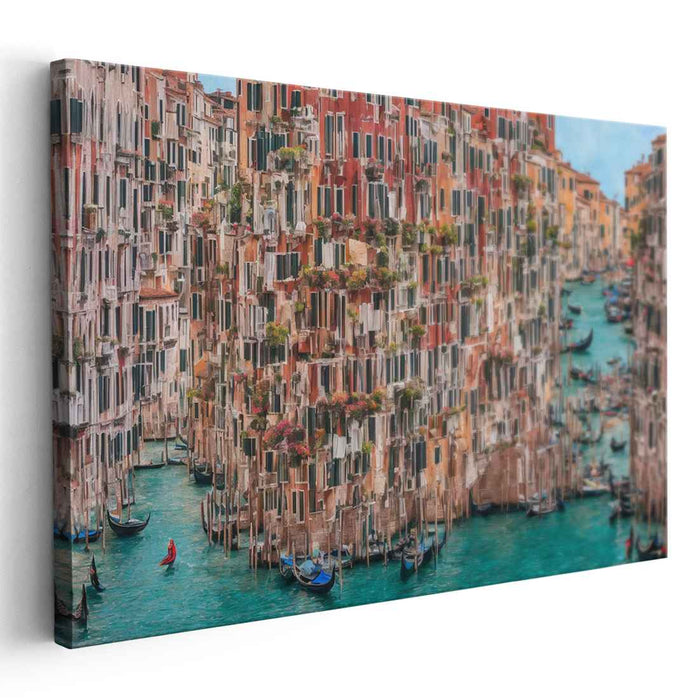 Canal Song: Vibrant Canals and Architecture Canvas Art Print