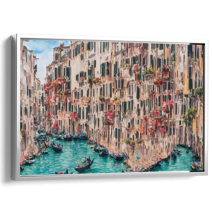 Venetian Water Ballet: Impressionist Canal Scene with Gondolas Canvas Art