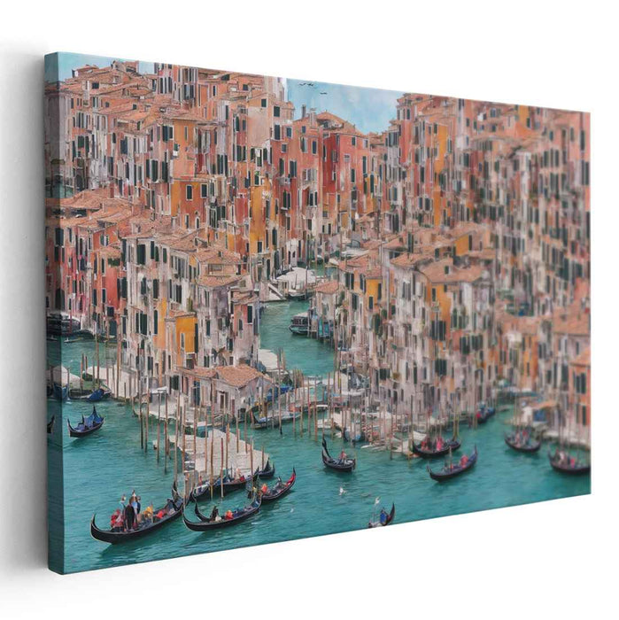 Canal Metropolis Mirage: Vibrant Canal City Canvas Art Print