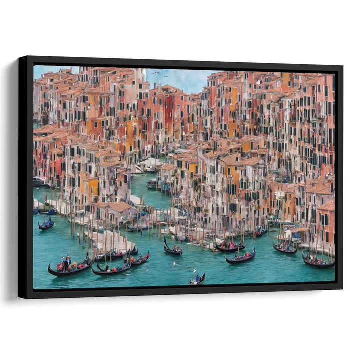 Canal Metropolis Mirage: Vibrant Canal City Canvas Art Print