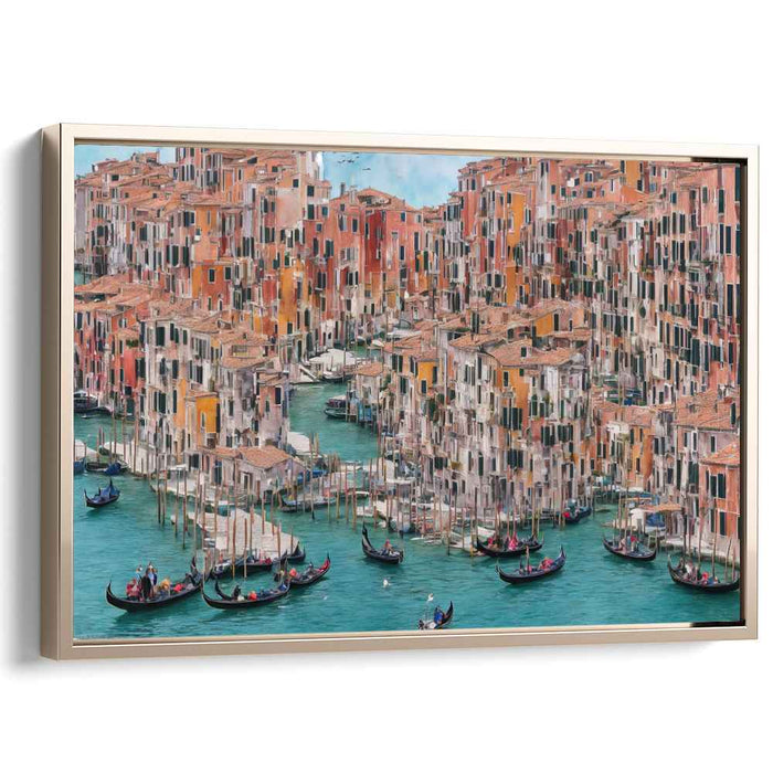 Canal Metropolis Mirage: Vibrant Canal City Canvas Art Print