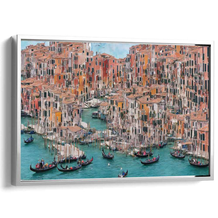 Canal Metropolis Mirage: Vibrant Canal City Canvas Art Print