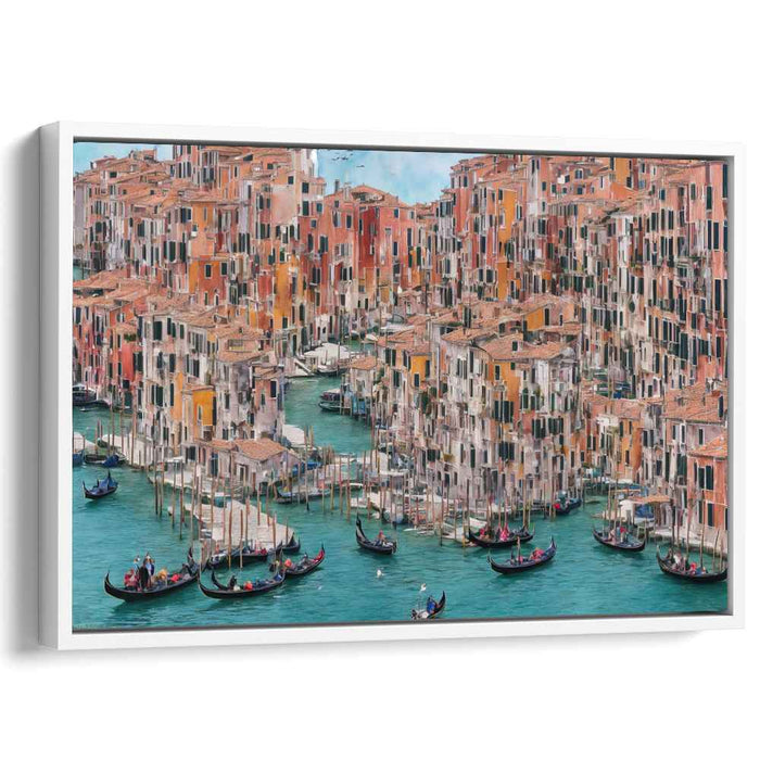 Canal Metropolis Mirage: Vibrant Canal City Canvas Art Print