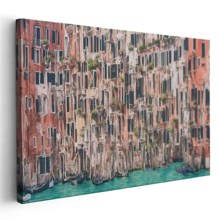 Ancient Passageways: Timeless Canal and Historic Facades Canvas Art Print