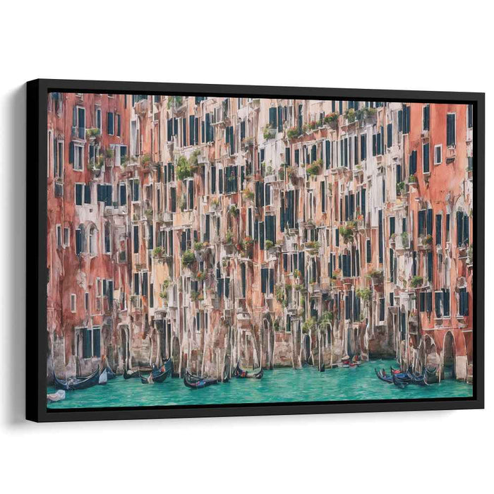 Ancient Passageways: Timeless Canal and Historic Facades Canvas Art Print