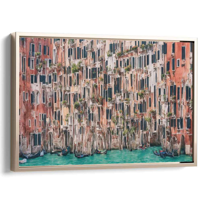 Ancient Passageways: Timeless Canal and Historic Facades Canvas Art Print