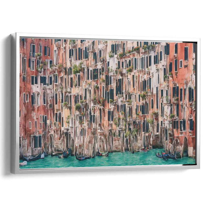 Ancient Passageways: Timeless Canal and Historic Facades Canvas Art Print