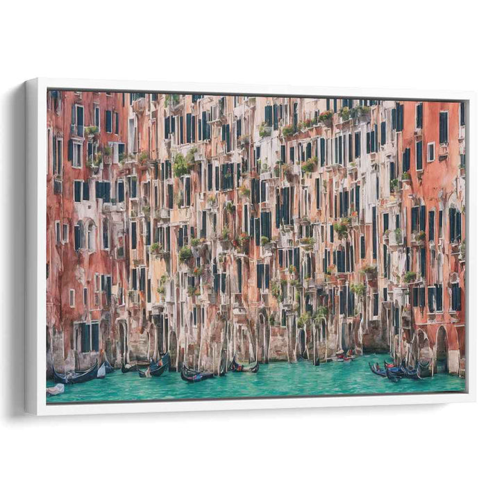Ancient Passageways: Timeless Canal and Historic Facades Canvas Art Print