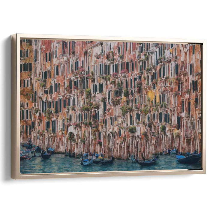 Reflections of Urban Waters: Realistic Canal and Architecture Canvas Art