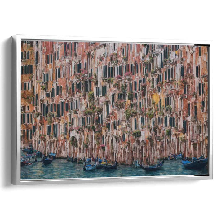 Reflections of Urban Waters: Realistic Canal and Architecture Canvas Art