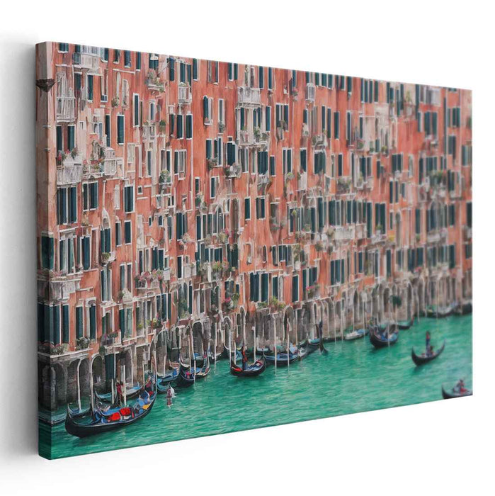 Venice Impressions: Gondolas and Terracotta Facades Canvas Art Print