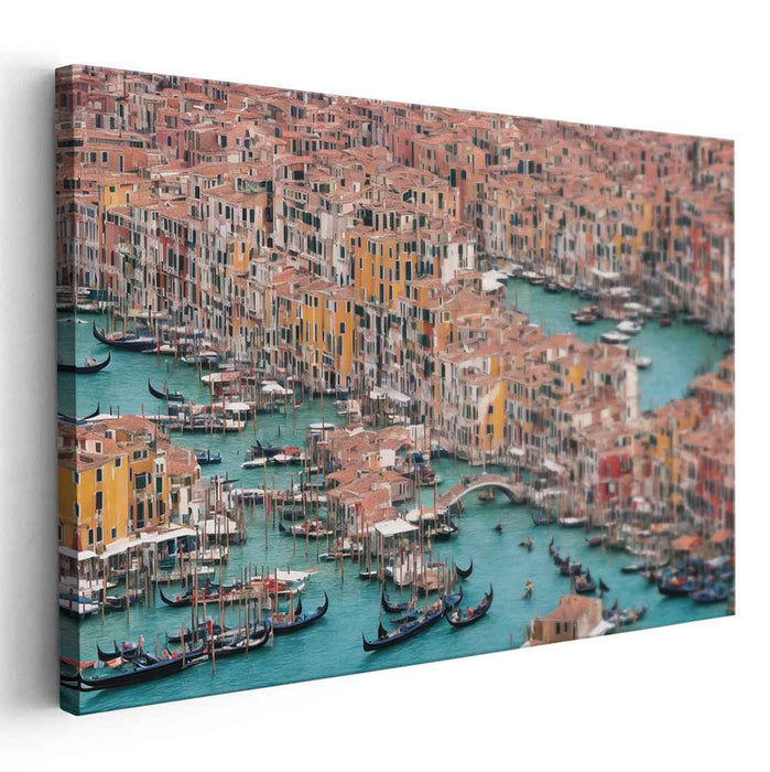 Urban Palette View: A Colorful Aerial Cityscape Canvas Art Print